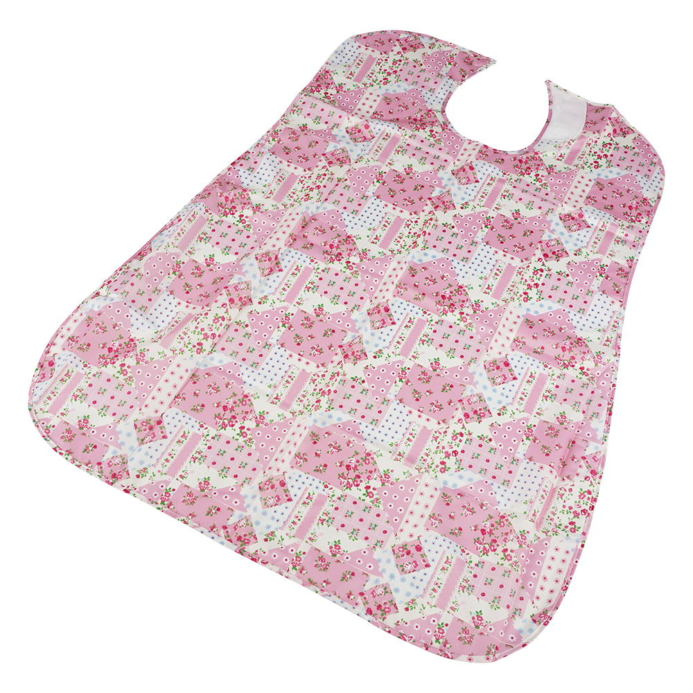 さわやか食事用エプロン パッチワーク ピンク
