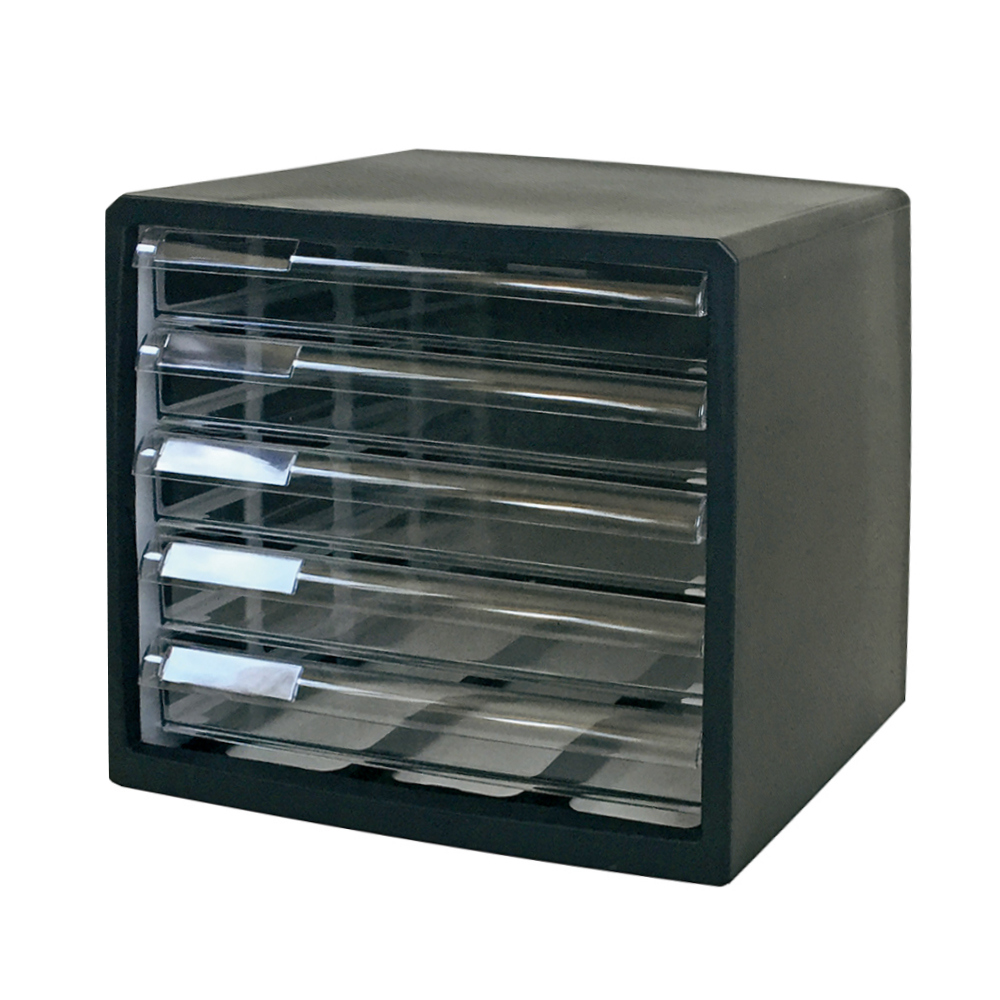 カラーレターケース ブラック 浅型5段 M5