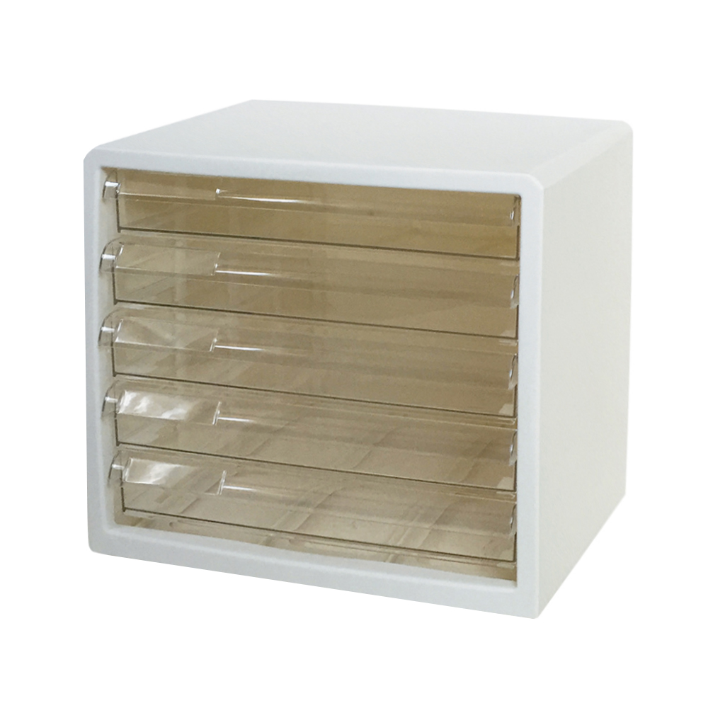 カラーレターケース ホワイト 浅型5段 M5