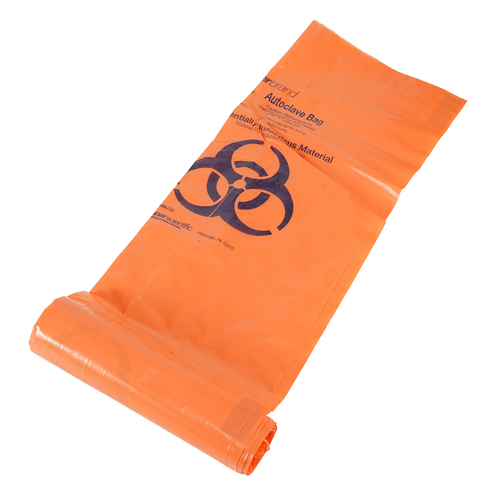 滅菌表示付オートクレーブバッグ オレンジ 480×580×0.05mm 1箱（200枚入） 01-814B