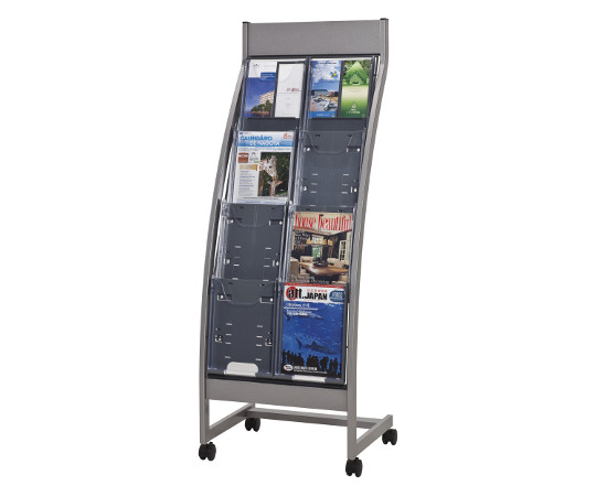 パンフレットスタンド 2列4段（全画表示タイプ） グレー PSR-C204-GR