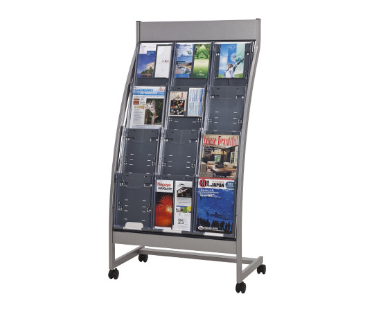 パンフレットスタンド 3列4段（全画表示タイプ） グレー PSR-C304-GR