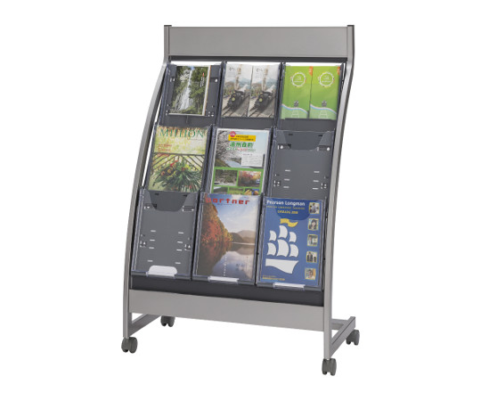 パンフレットスタンド 3列3段（全画表示タイプ） グレー PSL-C303-GR