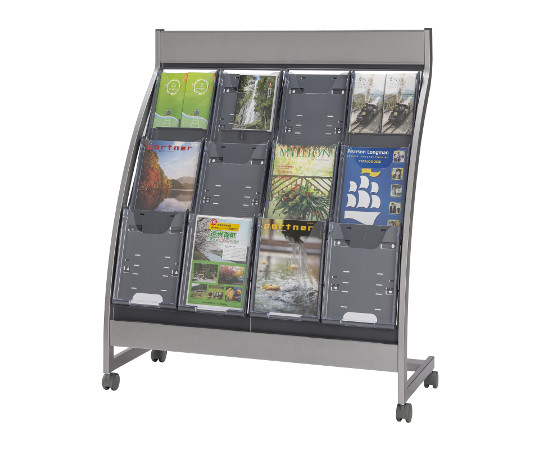 パンフレットスタンド 4列3段（全画表示タイプ） グレー PSL-C403-GR