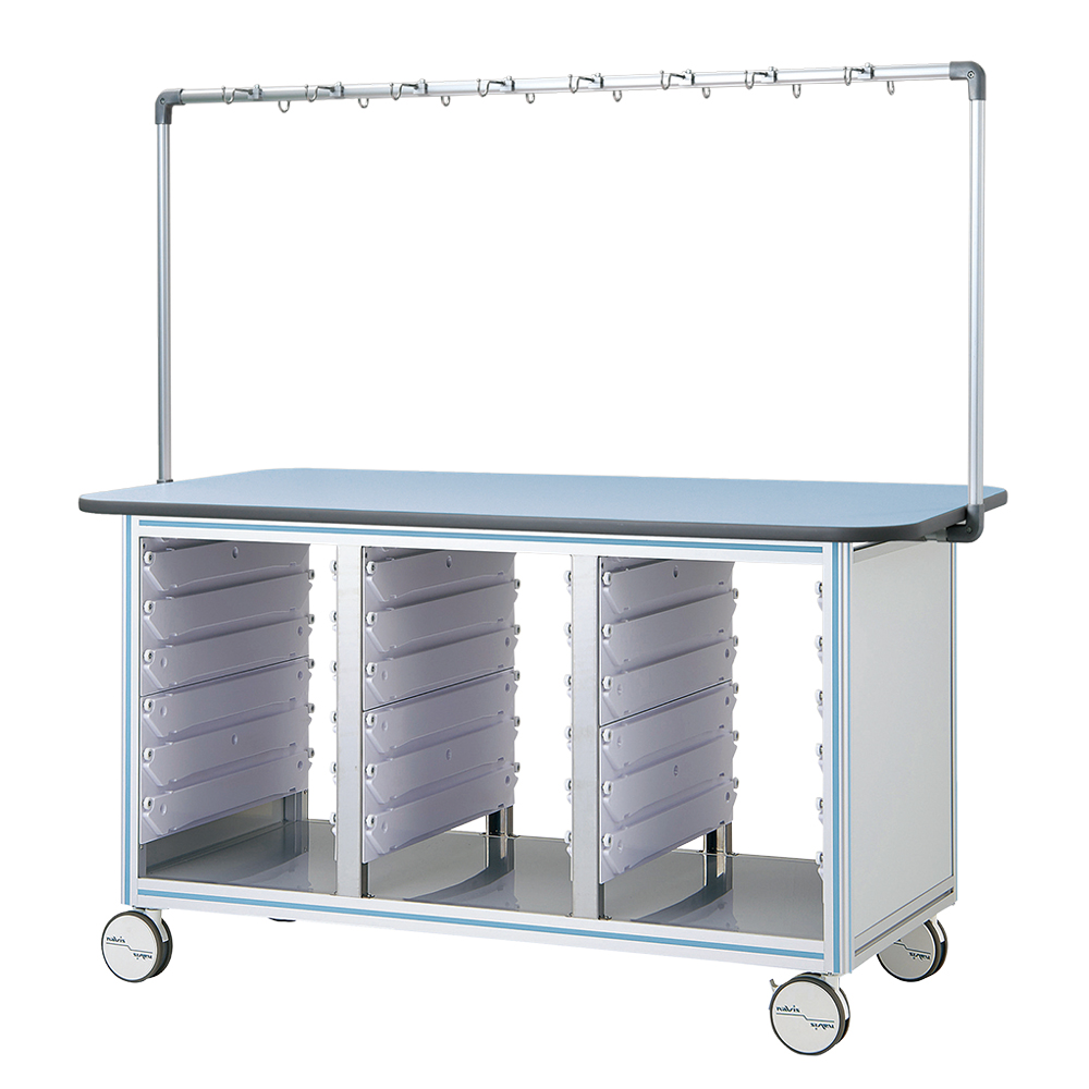 点滴作業台（対面型・シングルフレーム） ブルー TB18-3LB