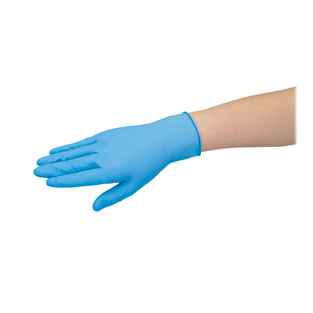 ニトリル使いきり手袋 粉つき モデルローブ ブルー M 1箱（100枚入） No.981 M