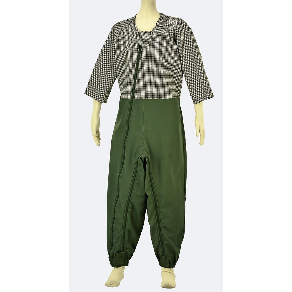 つなぎねまき ビンテージツイル WファスナーII型ホックカバー付 千鳥グリーン LL 4600