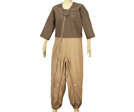 つなぎねまき ビンテージツイル WファスナーII型ホックカバー付 チェックキャメル L 4600