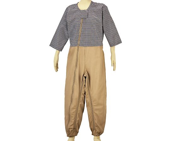 つなぎねまき ビンテージツイル WファスナーII型ホックカバー付 チェックホワイト L 4600