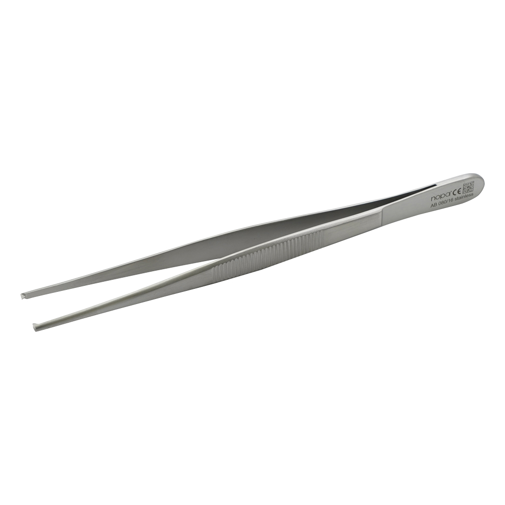 外科ピンセット 有鉤・直（細） 160mm AB 080/16