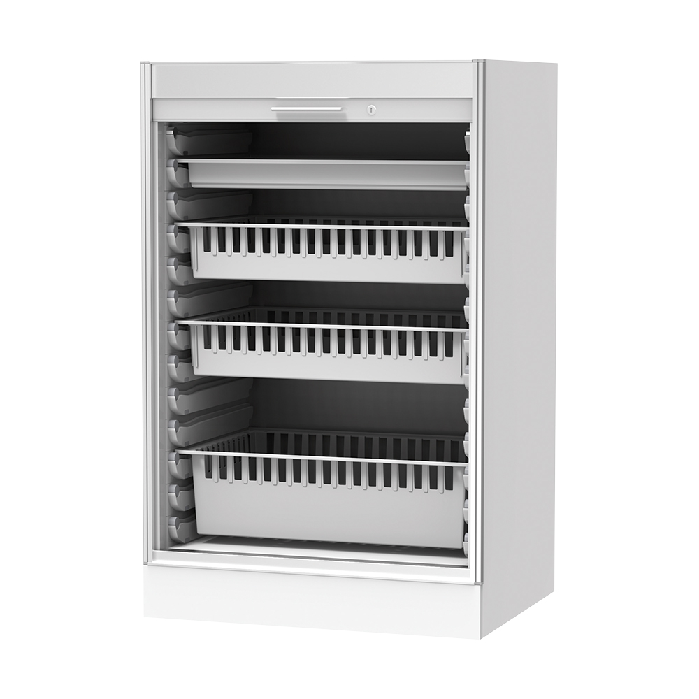 材料キャビネット（ロータイプ・トレイ収納） 664×550×1050mm シャッター SL-T