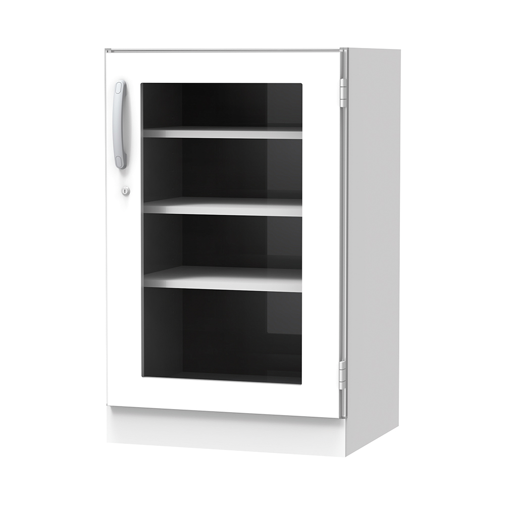 材料キャビネット（ロータイプ・棚板） 664×550×1050mm 片開きガラス扉 SL-S