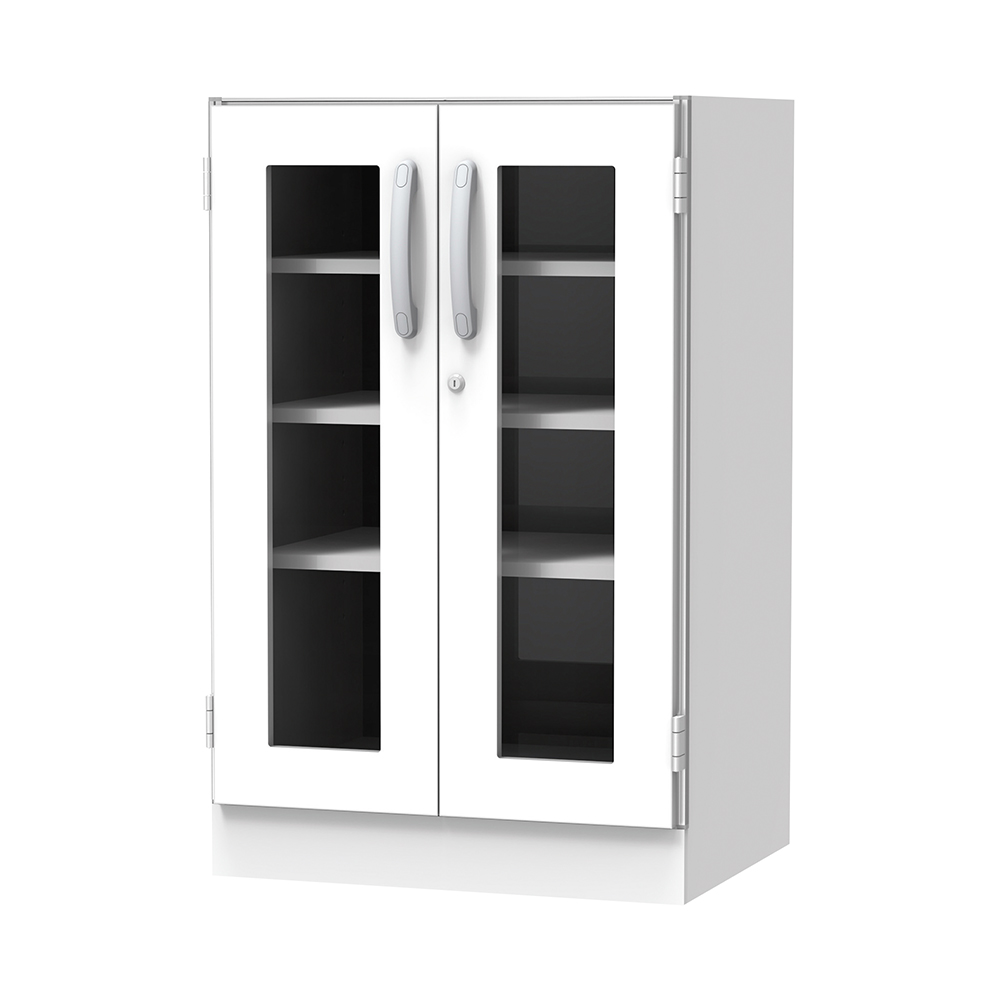 材料キャビネット（ロータイプ・棚板） 664×550×1050mm 両開きガラス扉 SL-S