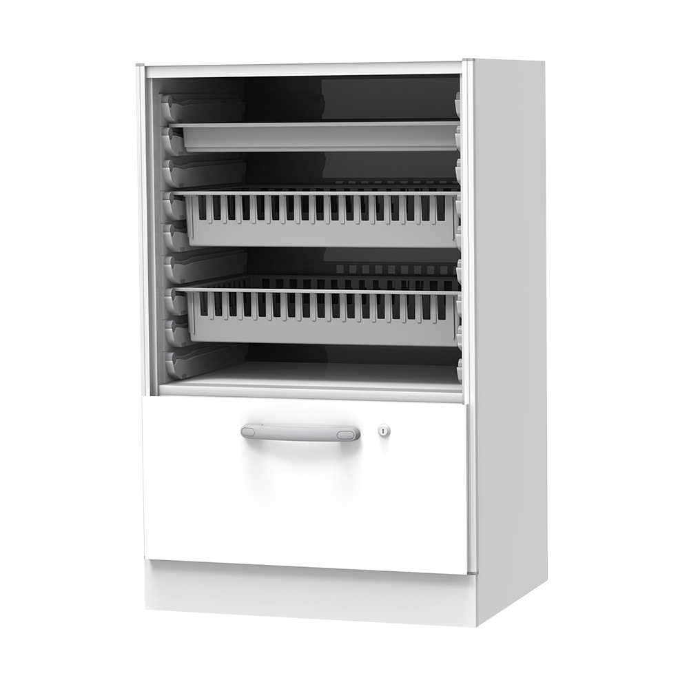 材料キャビネット（ロータイプ・トレイ収納+引出） 664×550×1050mm オープン SL-TL