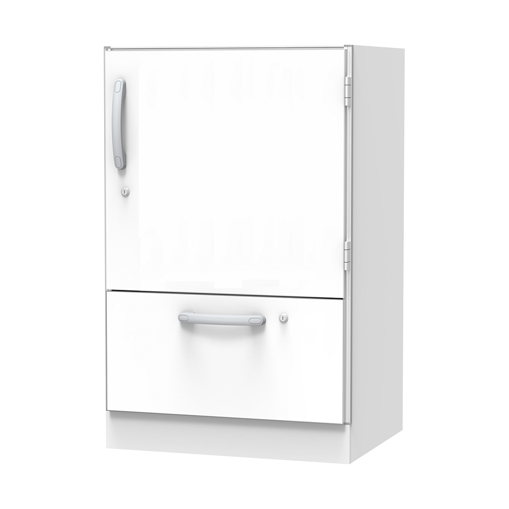 材料キャビネット（ロータイプ・棚板+引出） 664×550×1050mm 片開き扉 SL-SL