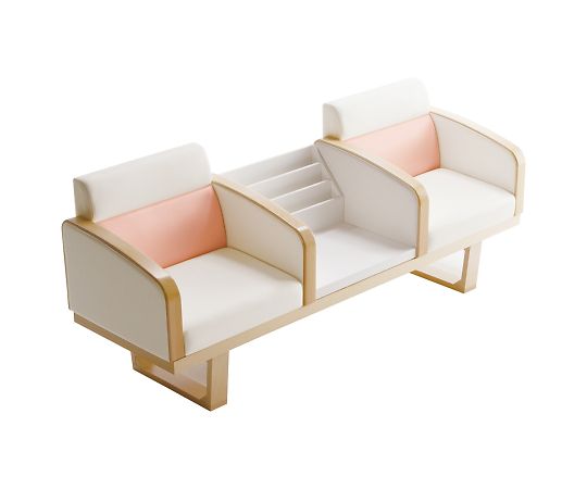 産婦人科ロビーチェア モジュレックス ホワイト×ピンク