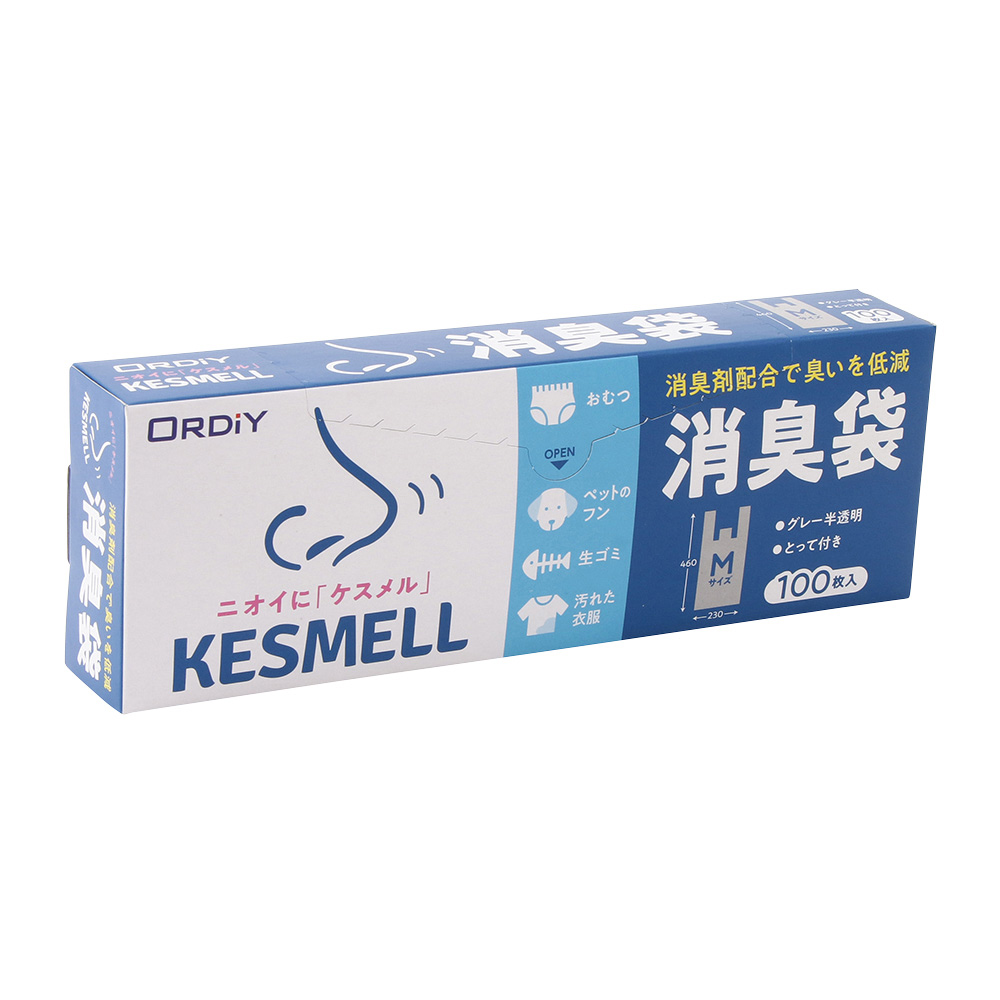 ＫＥＳＭＥＬＬ消臭袋　グレー半透明　ＫＳ－ＳＨＧＹＭＴ－１００