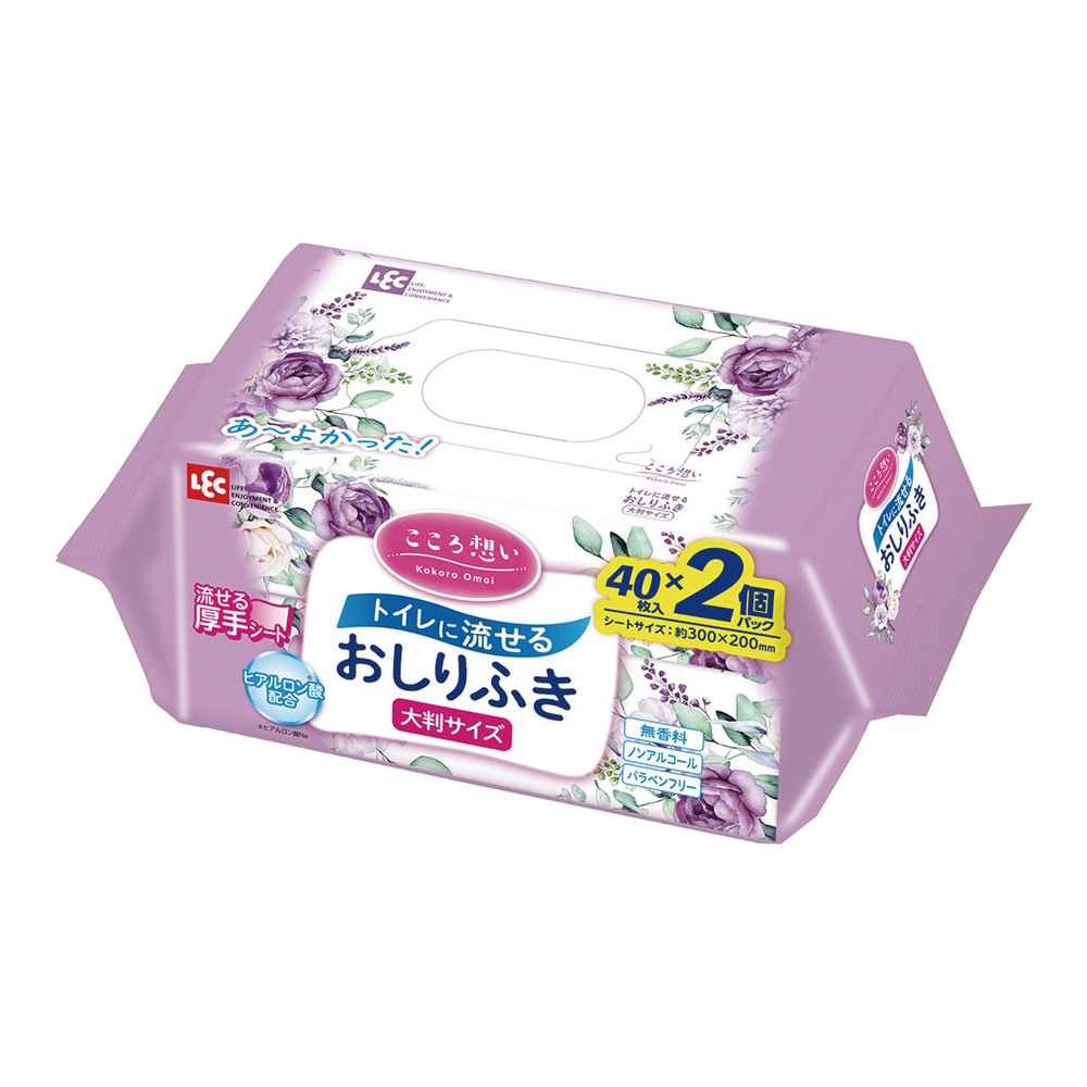 こころ想い 流せるおしりふき 大判40枚×2P E90793