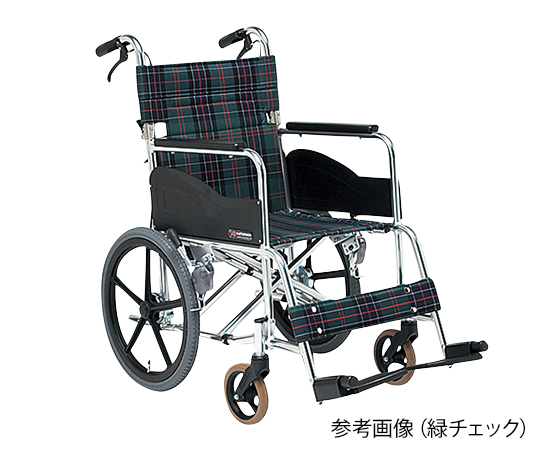 車いす （介助式/アルミ製/背折れタイプ/緑チェック） AR-301 400S2