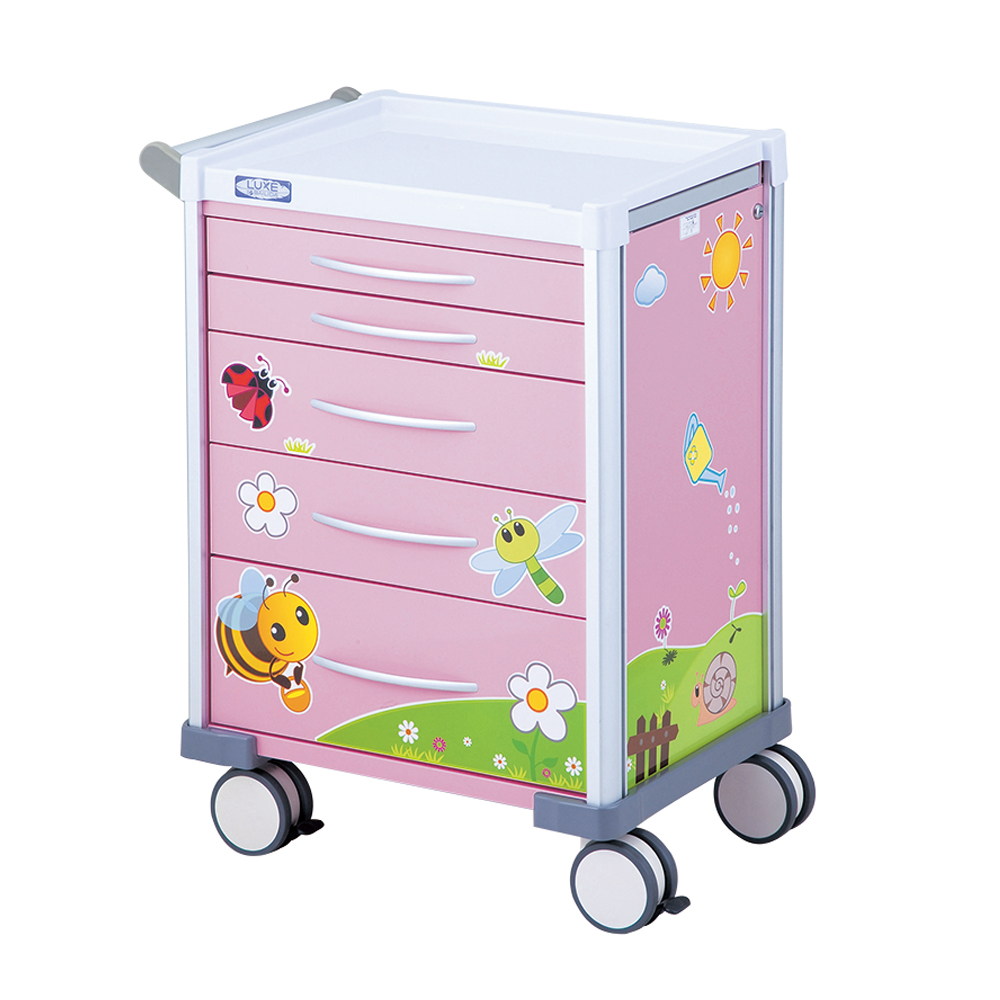 小児科用カート（LUXE） ピンク 690×540×930mm LX3405PRO