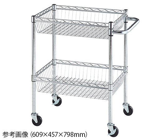 シェルフワゴン2段展開　W60×D45cm　ハンドル付き 61-753-54-4