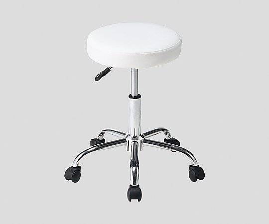 昇降式ラウンドバースツール 座厚手タイプ ホワイト 61-436-67-1