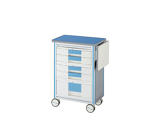 ヨーロピアンカートII（補助天板付き・回診タイプ） 5段ブルー 630×400×855mm ES-B5B