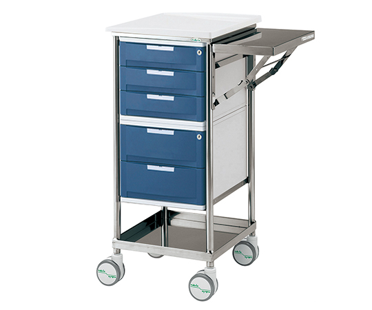 ナビスメイト・トレイワゴン 補助天板付き 5段BOX ブルー