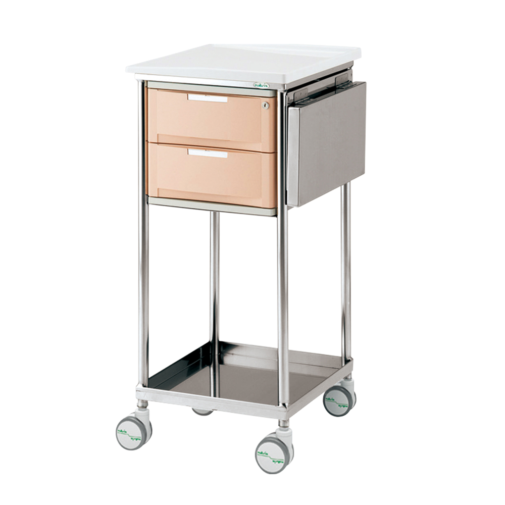 ナビスメイト・トレイワゴン 補助天板付き 2段BOX ピーチ