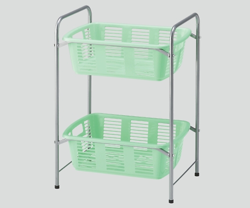 脱衣カゴワゴン・ラック2段式 マスカットグリーン アジャスター付 YBW-2G
