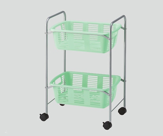 脱衣カゴワゴン・ラック2段式 マスカットグリーン キャスター有り YBW-2CG