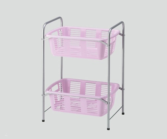 脱衣カゴワゴン・ラック2段式 ラベンダーピンク アジャスター付 YBW-2P