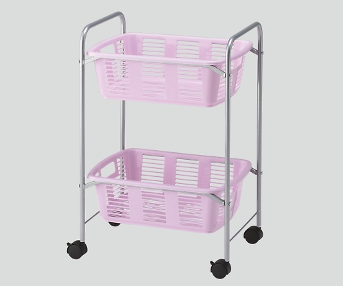 脱衣カゴワゴン・ラック2段式 ラベンダーピンク キャスター有り YBW-2CP