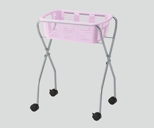 脱衣カゴワゴン・ラック1段式 ラベンダーピンク キャスター有り YBW-1CP