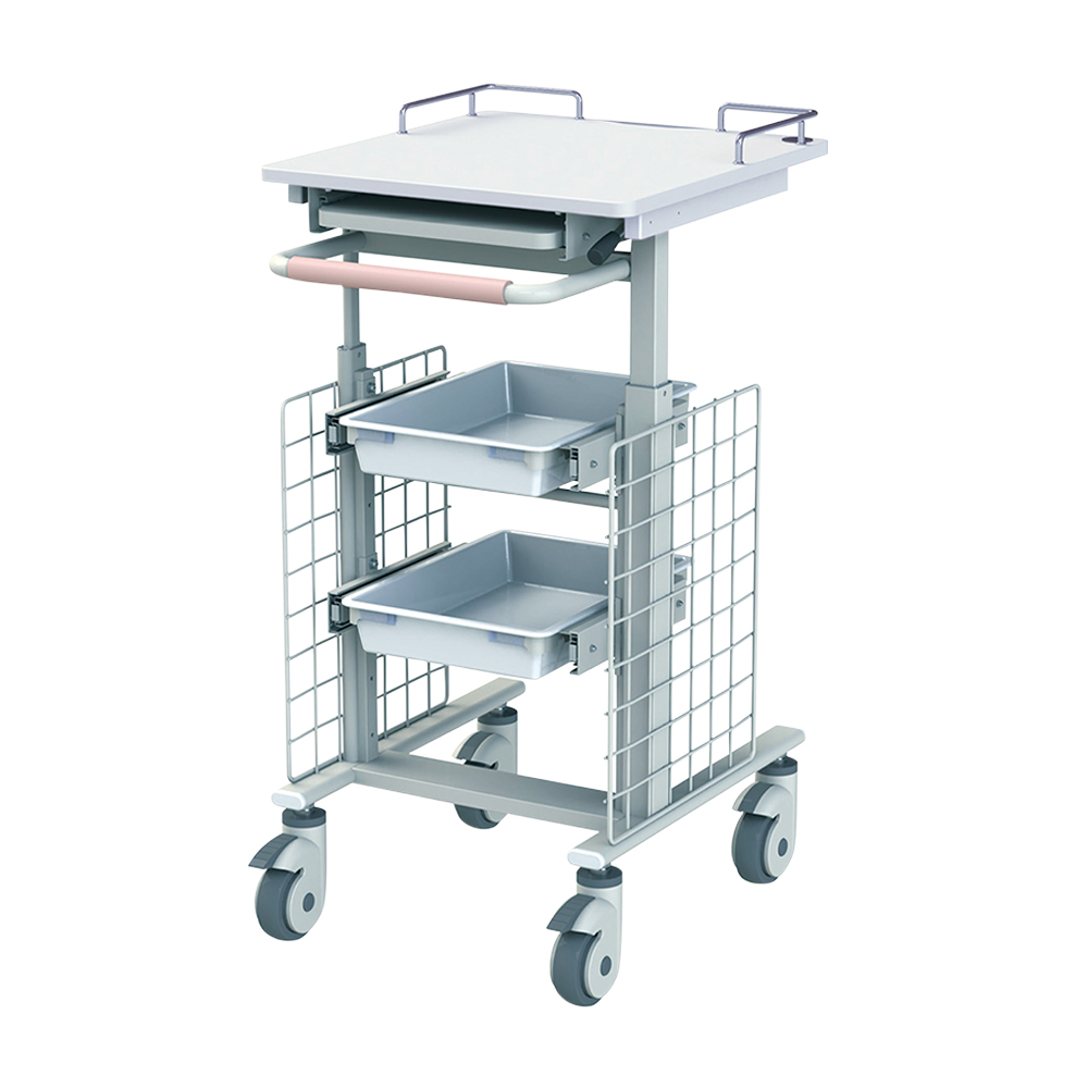 電子カルテワゴンスリム（昇降タイプ サイドネット付き） 470×583×830～1050 RKW-402S