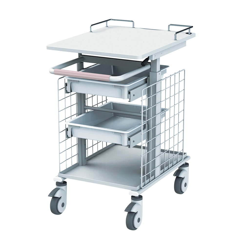 電子カルテワゴンスリム（昇降タイプ サイドネット付き） 470×683×830～1050 RKW-502