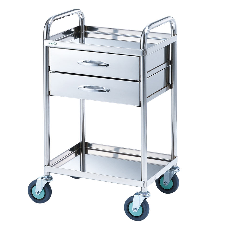 とっても静かな枠付き回診車（2段引出し） 2段 453×353×802 TS4535X