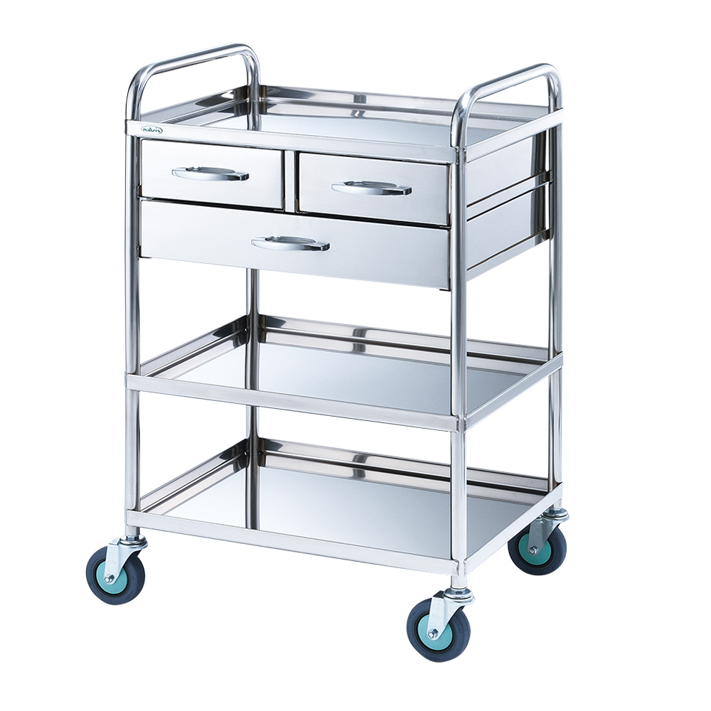 とっても静かな枠付き回診車（2段引出し） 3段 603×453×942 TS6045Y