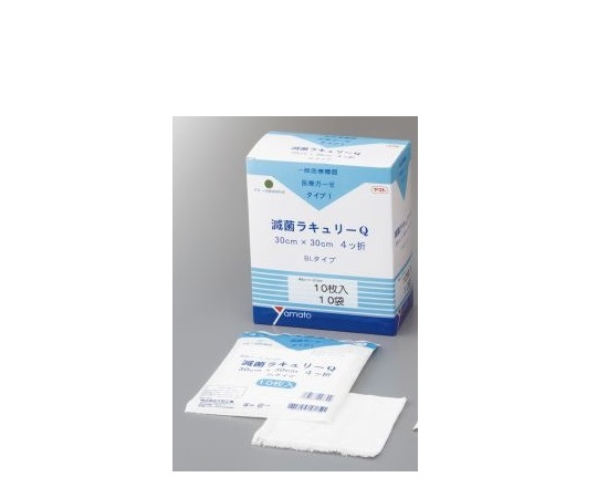 滅菌尺角ガーゼ（滅菌ラキュリー） 4ツ折 1箱（10枚/袋×10袋入） 227300