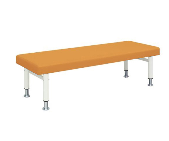 診察台（五段階調節式） 幅60×長さ180×高さ50～60cm マット・オレンジ 脚・ホワイト 6018-OW