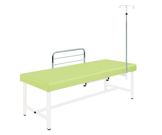 診察台（サイドレール・ガートル架付） 65×180×55 マット・ライムグリーン 脚・ホワイト SG18-LW
