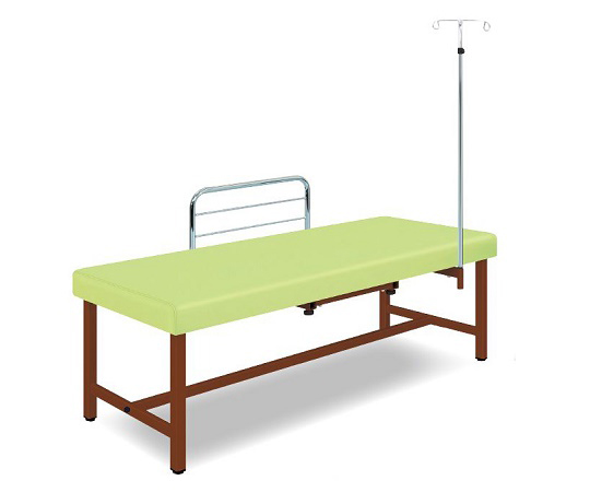 診察台（サイドレール・ガートル架付） 65×180×55 マット・ライムグリーン 脚・ブラウン SG18-LB