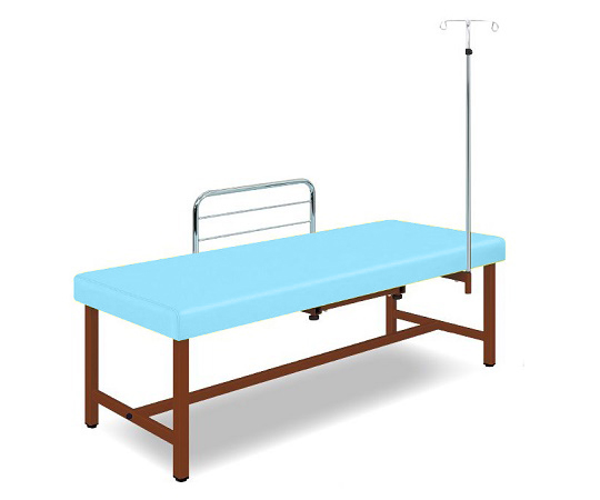 診察台（サイドレール・ガートル架付） 65×180×55 マット・スカイブルー 脚・ブラウン SG18-SB