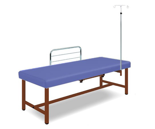 診察台（サイドレール・ガートル架付） 65×180×55 マット・メディブルー 脚・ブラウン SG18-MB
