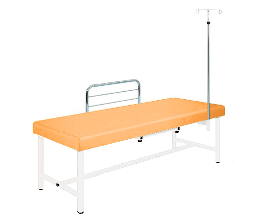 診察台（サイドレール・ガートル架付） 65×180×55 マット・オレンジ 脚・ホワイト SG18-OW