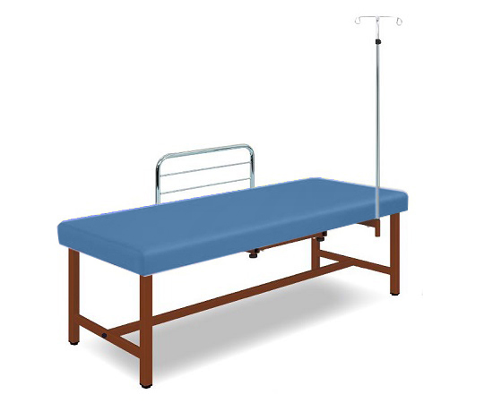 診察台（サイドレール・ガートル架付） 65×190×55 マット・メディブルー 脚・ブラウン SG19-MB