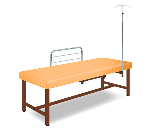 診察台（サイドレール・ガートル架付） 65×190×55 マット・オレンジ 脚・ブラウン SG19-OB