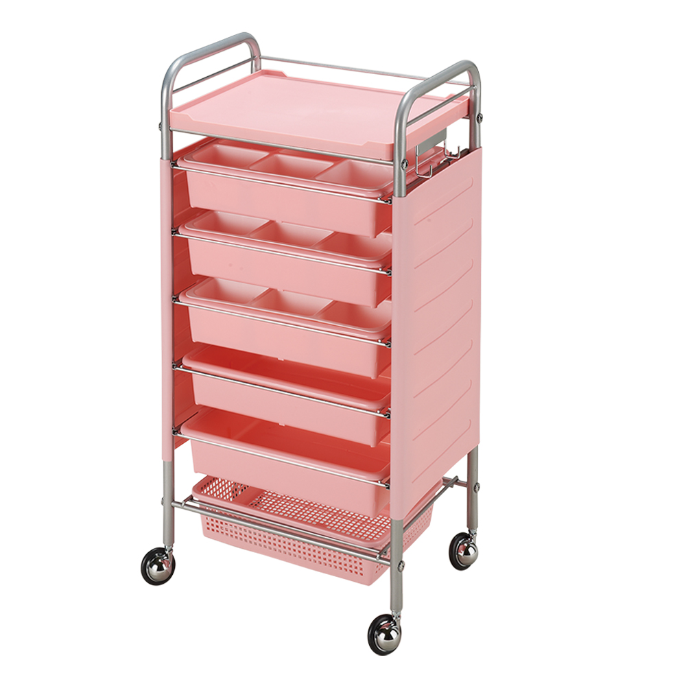 仕切り付収納ワゴン（C265） ピンク