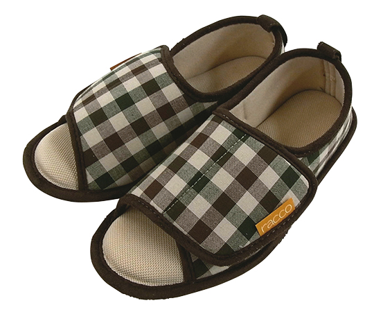 ルームシューズ（RACCO（ラッコ）ハグ） 25～26 チェック/グリーン 310074