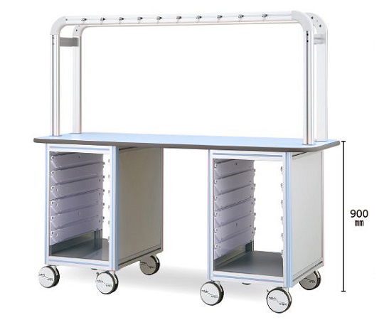 点滴作業台（対面型・アルティアトレースタンダード2列対応） 1800×900×1650 ブルー BT18-2LB